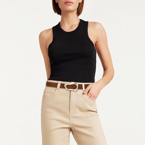 Women\'s Brown Stylish Gold Buckle Fashion Leather Waist Belt Perfect For Jeans